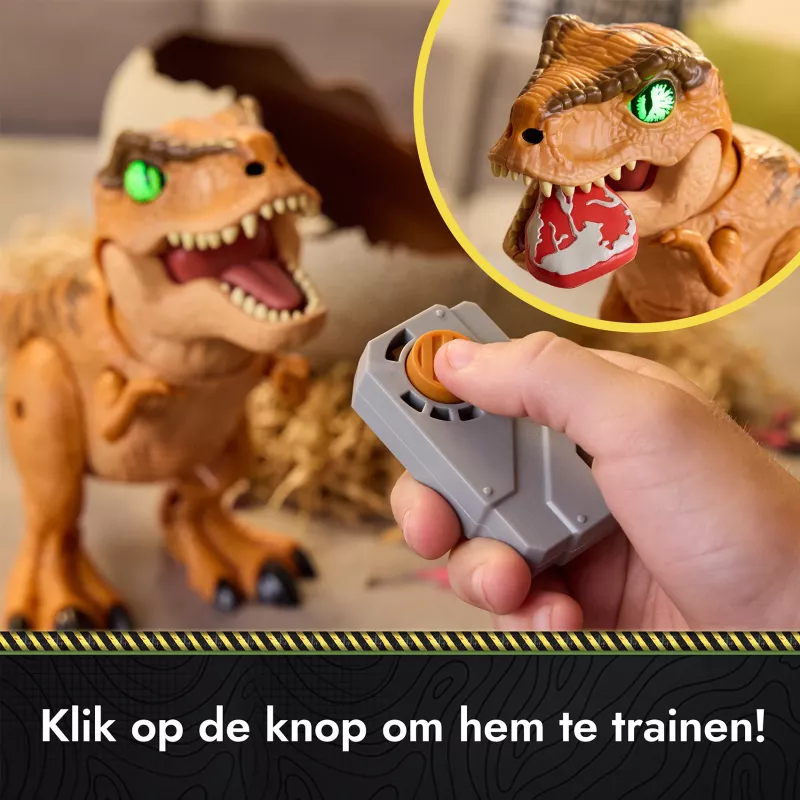 Jurassic World Primal Hatch dinosaurio de juguete interactivo y huevo, eclosiona y entrena a tu propio bebé dino con más de 100 sonidos y reacciones, juguete para niños y niñas a partir de 5 años