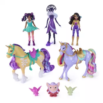 Unicorn Academy, Magic Unleashed Adventure Pack, idea de regalo de Pascua, incluye muñecas Sophia, Ava, Ravenzella, unicornios Wildstar, Leaf y más