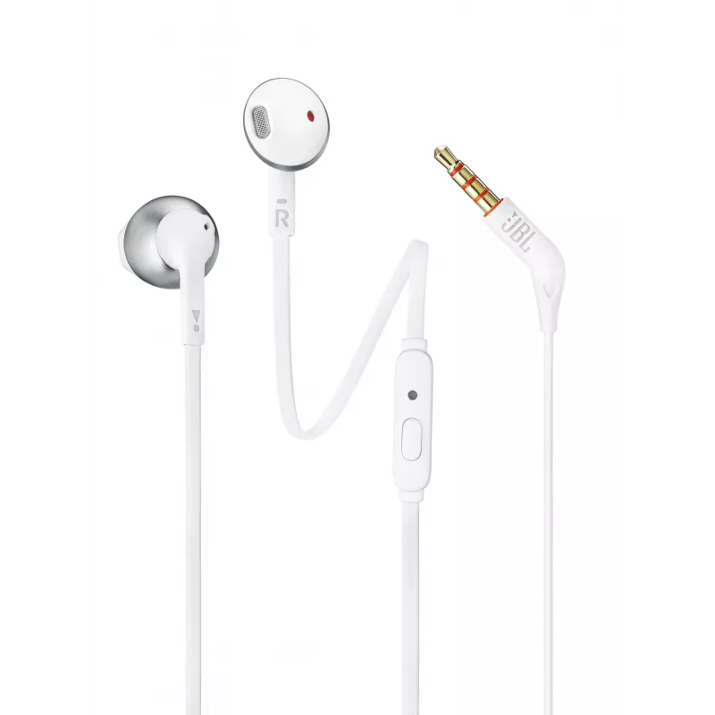 JBL Tune 205, Con cable, 20 - 20000 Hz, Llamadas/Música, 14,3 g, Auricular, Cromo, Blanco