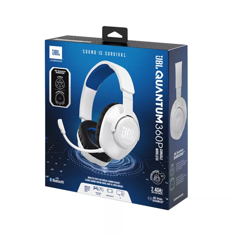 JBL Quantum 360P Auricular Inalámbrico Diadema Gaming USB Type-C Bluetooth Azul, Blanco