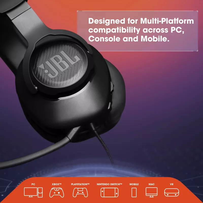 JBL Quantum 100 Negro, Con cable, Gaming, 20 - 20000 Hz, 216 g, Auriculares, Negro