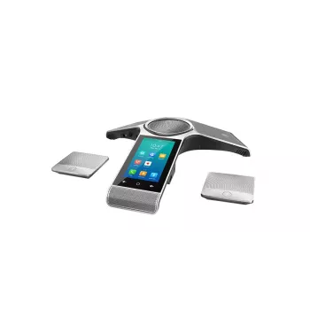 Teléfono de conferencia IP Yealink CP960 — plateado, control por teclas y táctil, Micro-USB B y USB-A, 338×338×74 mm