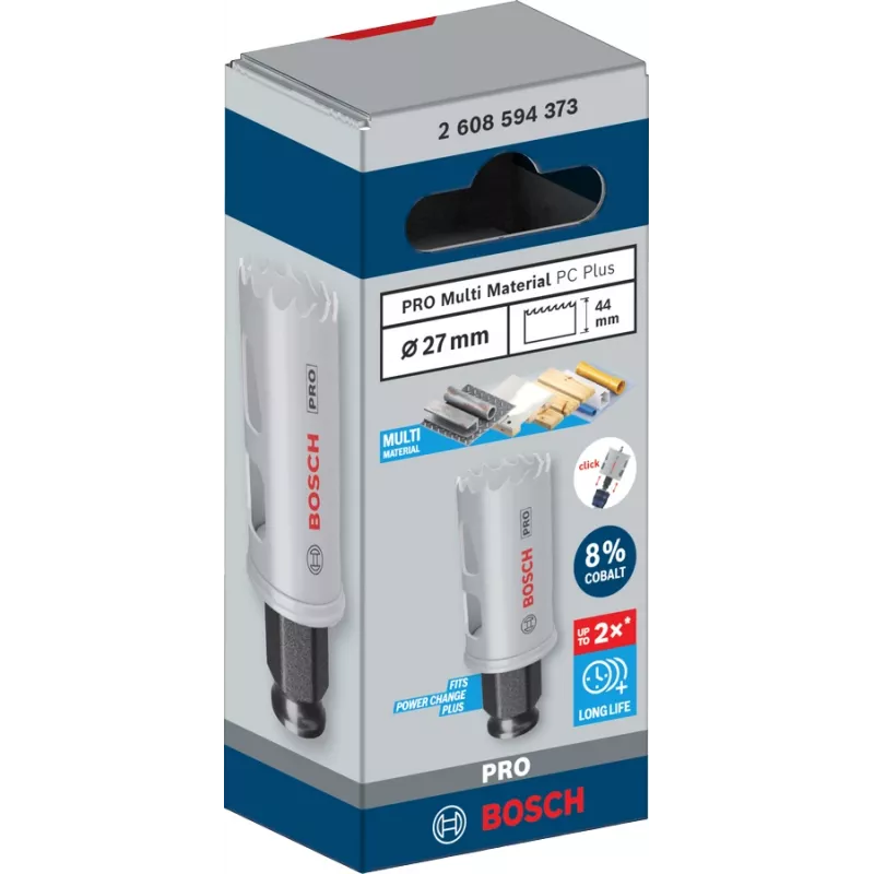 Sierra de corona Bosch PRO Multi Material PC Plus 44/27 mm — unidad, para taladradora, Ø27 mm