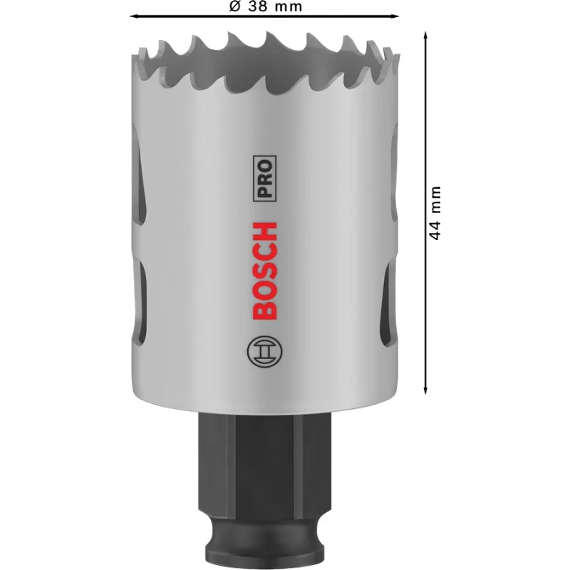 Sierra de corona Bosch PRO Multi Material PC Plus 44/38 mm — unidad, Ø 38 mm, para pladur, metal, metales no férricos, plástico, madera blanda
