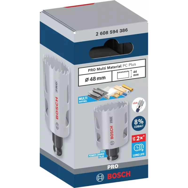 Sierra de corona Bosch PRO Multi Material PC Plus 44/48 mm — unidad para taladradoras