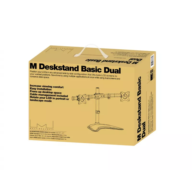 Multibrackets M Deskstand Basic Dual, independiente, 16 kg, 38,1 cm (15 pulgadas), 68,6 cm (27 pulgadas), 100 x 100 mm, negro