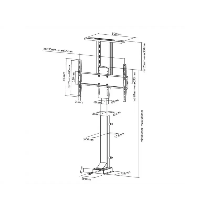 Multibrackets M soporte de TV motorizado Large capacidad de carga 50 kg pantallas de 37-65 pulgadas