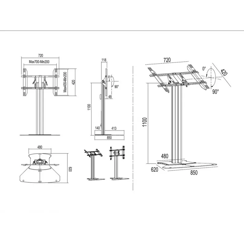 Multibrackets M Public Display Stand 110 HD Floorbase Single negro