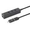 Manhattan dock/hub combo USB-C y USB-A, conexiones (4): Ethernet y USB-A (x3), 5 Gbit/s (USB 3.2 Gen 1, también conocido como USB 3.0), alimentado por USB (no requiere fuente de alimentación externa)