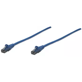 Intellinet cable de red patch, Cat6, 10 m, azul, CCA, U/UTP, PVC, RJ45, contactos dorados, protección de lengüeta, funda antiaplastamiento, garantía de por vida
