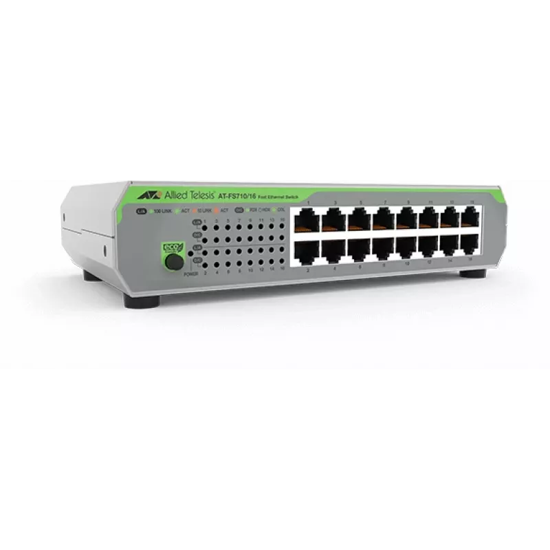 Allied Telesis AT-FS710/16-50 Unmanaged Fast Ethernet (10/100) 1U verde, gris