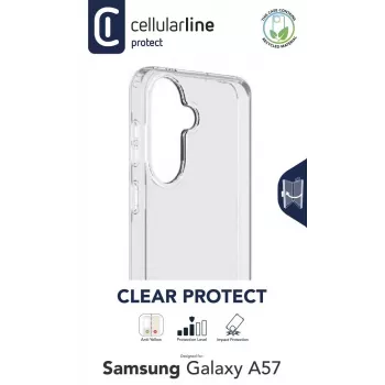 Cellularline Clear Protect - Galaxy A57 carcasa rígida con bordes de goma