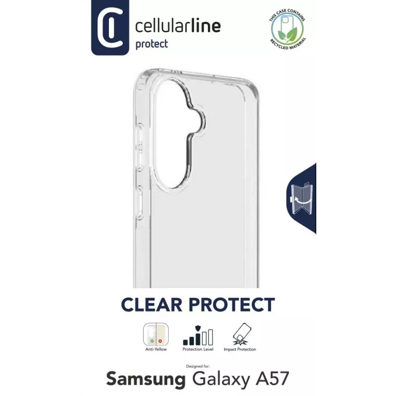 Cellularline Clear Protect - Galaxy A57 carcasa rígida con bordes de goma