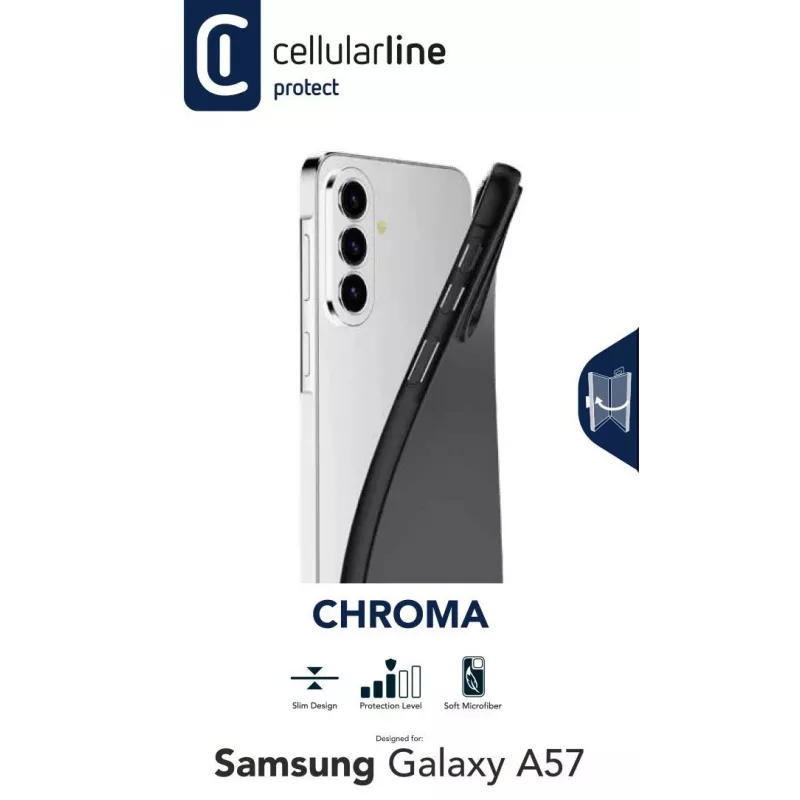 Cellularline CHROMA – Galaxy A57 funda TPU de color con superficie mate antideslizante y forro interior de microfibra resistente a los arañazos. Protege bordes y botones sin alterar el diseño del teléfono.