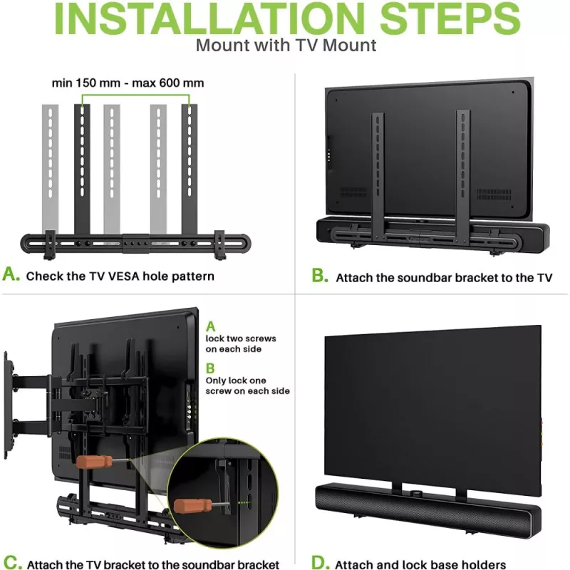 Techly soporte de pared universal para barra de sonido máx. VESA 600x400