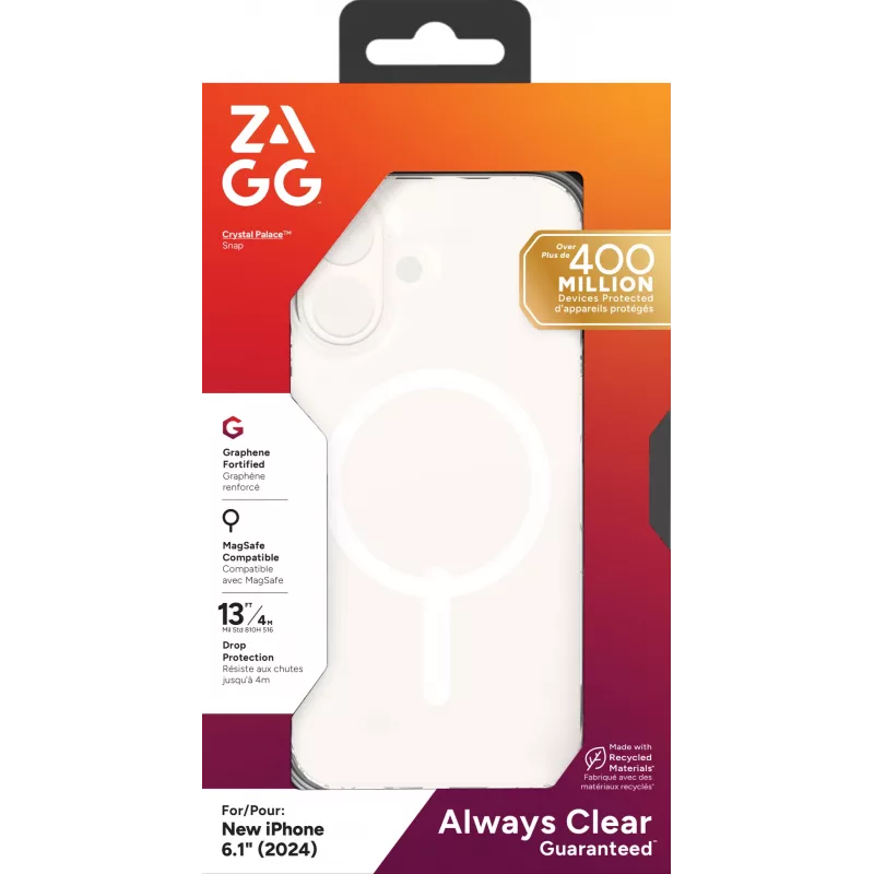 ZAGG Cases Crystal Palace Snap Apple iPhone 16 Transparente, Funda, Apple, iPhone 16, 15,5 cm (6,1