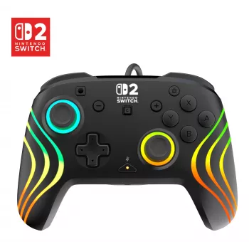 Mando Turtle Beach Afterglow Wave Negro Mando RGB con cable para Nintendo Switch / Switch 2, USB-C, cable de 3 m