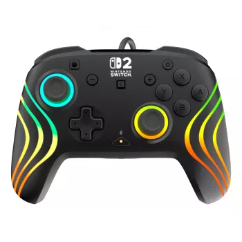 Mando Turtle Beach Afterglow Wave Negro Mando RGB con cable para Nintendo Switch / Switch 2, USB-C, cable de 3 m