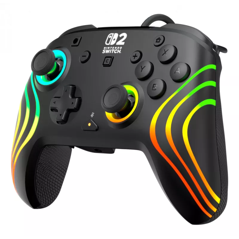 Mando Turtle Beach Afterglow Wave Negro Mando RGB con cable para Nintendo Switch / Switch 2, USB-C, cable de 3 m
