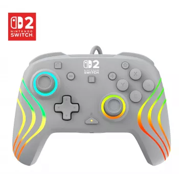 Mando de gaming RGB con cable Turtle Beach Afterglow Wave Gris – USB-C, cable de 3 m, para Nintendo Switch / Switch 2 / Switch OLED