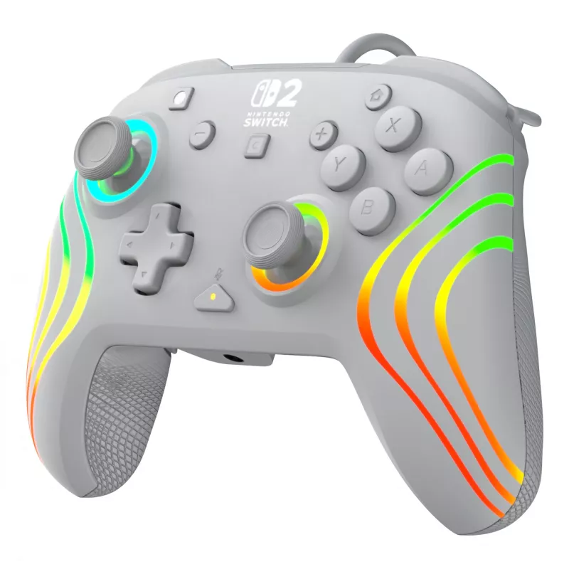 Mando de gaming RGB con cable Turtle Beach Afterglow Wave Gris – USB-C, cable de 3 m, para Nintendo Switch / Switch 2 / Switch OLED