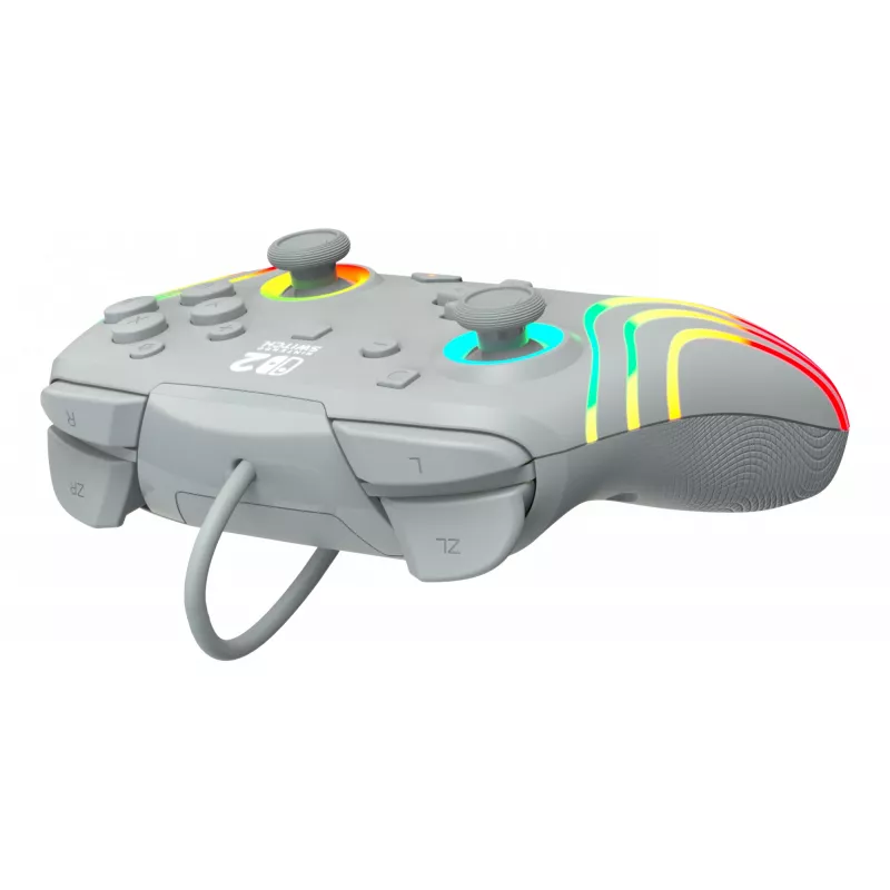 Mando de gaming RGB con cable Turtle Beach Afterglow Wave Gris – USB-C, cable de 3 m, para Nintendo Switch / Switch 2 / Switch OLED