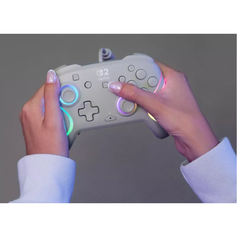 Mando de gaming RGB con cable Turtle Beach Afterglow Wave Gris – USB-C, cable de 3 m, para Nintendo Switch / Switch 2 / Switch OLED