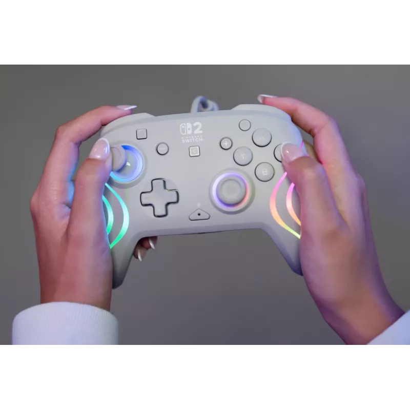 Mando de gaming RGB con cable Turtle Beach Afterglow Wave Gris – USB-C, cable de 3 m, para Nintendo Switch / Switch 2 / Switch OLED