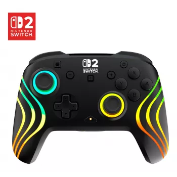 Mando de gaming RGB inalámbrico Turtle Beach Afterglow Wave Negro para Nintendo Switch 2 — Bluetooth/USB-C, batería integrada 20 h, cable de 3 m