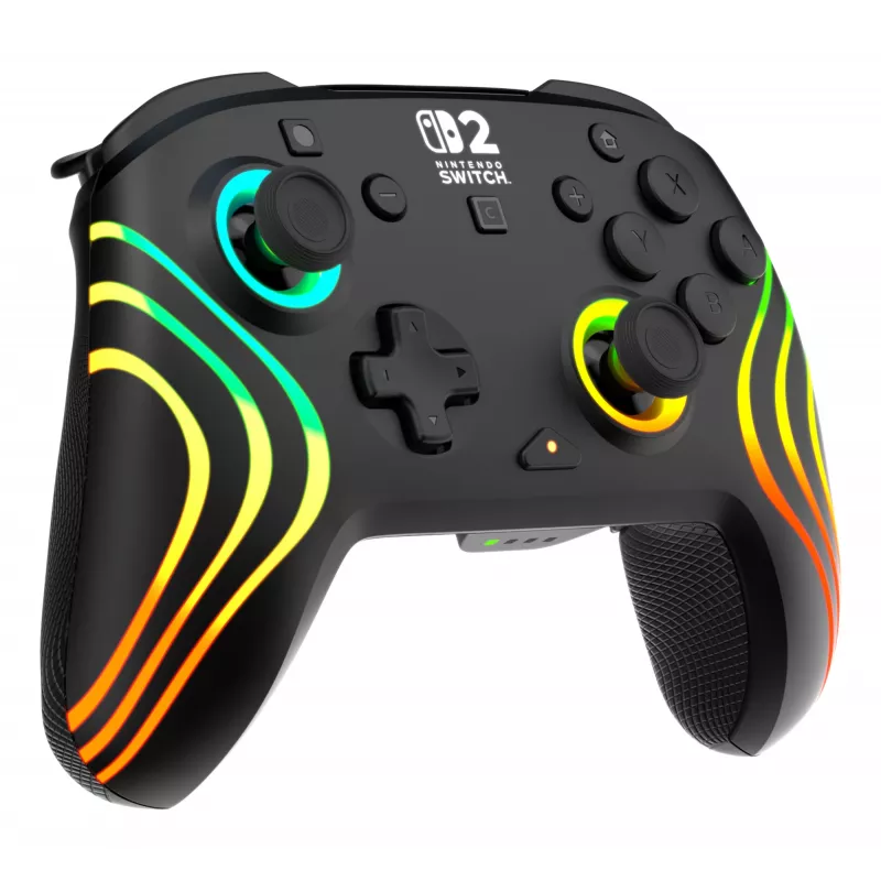 Mando de gaming RGB inalámbrico Turtle Beach Afterglow Wave Negro para Nintendo Switch 2 — Bluetooth/USB-C, batería integrada 20 h, cable de 3 m