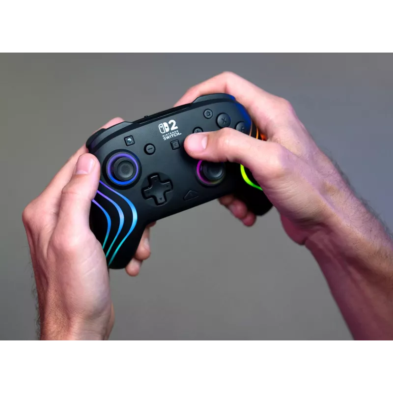 Mando de gaming RGB inalámbrico Turtle Beach Afterglow Wave Negro para Nintendo Switch 2 — Bluetooth/USB-C, batería integrada 20 h, cable de 3 m