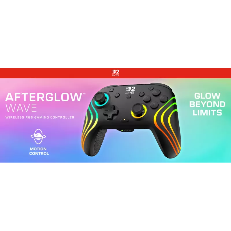 Mando de gaming RGB inalámbrico Turtle Beach Afterglow Wave Negro para Nintendo Switch 2 — Bluetooth/USB-C, batería integrada 20 h, cable de 3 m