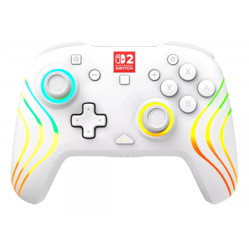 Mando de gaming RGB inalámbrico Turtle Beach Afterglow Wave Blanco para Nintendo Switch 2, Bluetooth/USB-C, batería integrada 20 h, cable de 3 m