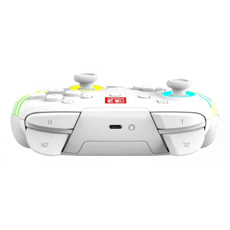 Mando de gaming RGB inalámbrico Turtle Beach Afterglow Wave Blanco para Nintendo Switch 2, Bluetooth/USB-C, batería integrada 20 h, cable de 3 m