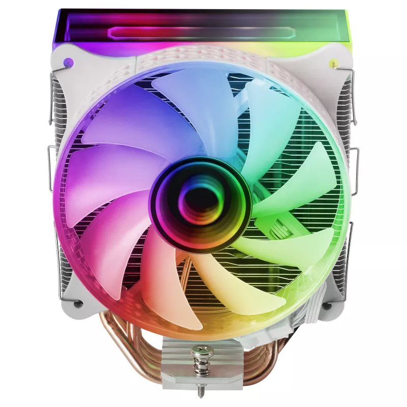 Mars Gaming MCPU-VR White disipador CPU Dual Infinity Mirror ARGB 4 heatpipes HCT 180W TDP ventilador PWM 12cm ultra silencioso