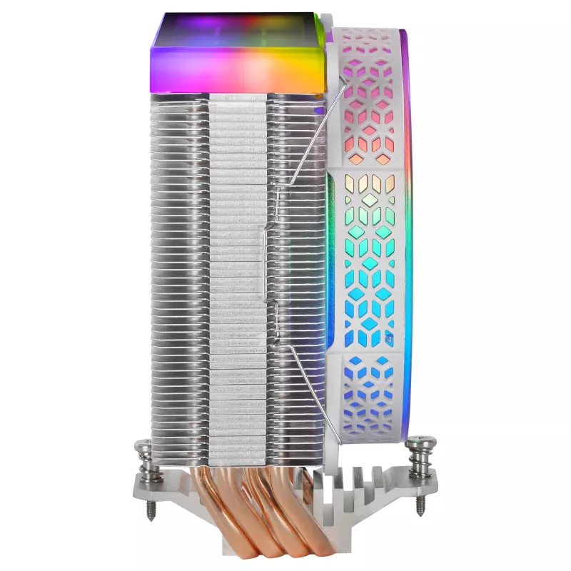 Mars Gaming MCPU-VR White disipador CPU Dual Infinity Mirror ARGB 4 heatpipes HCT 180W TDP ventilador PWM 12cm ultra silencioso