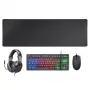 Mars Gaming Combo gaming 4 en 1 MCP-RGB3, con cable, USB, membrana, LED RGB, Negro, ratón incluido
