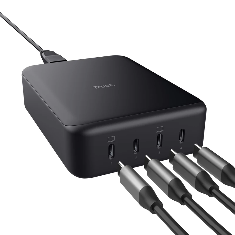 Cargador AC Trust Maxo Negro 20 V 4 USB Type-C carga rápida