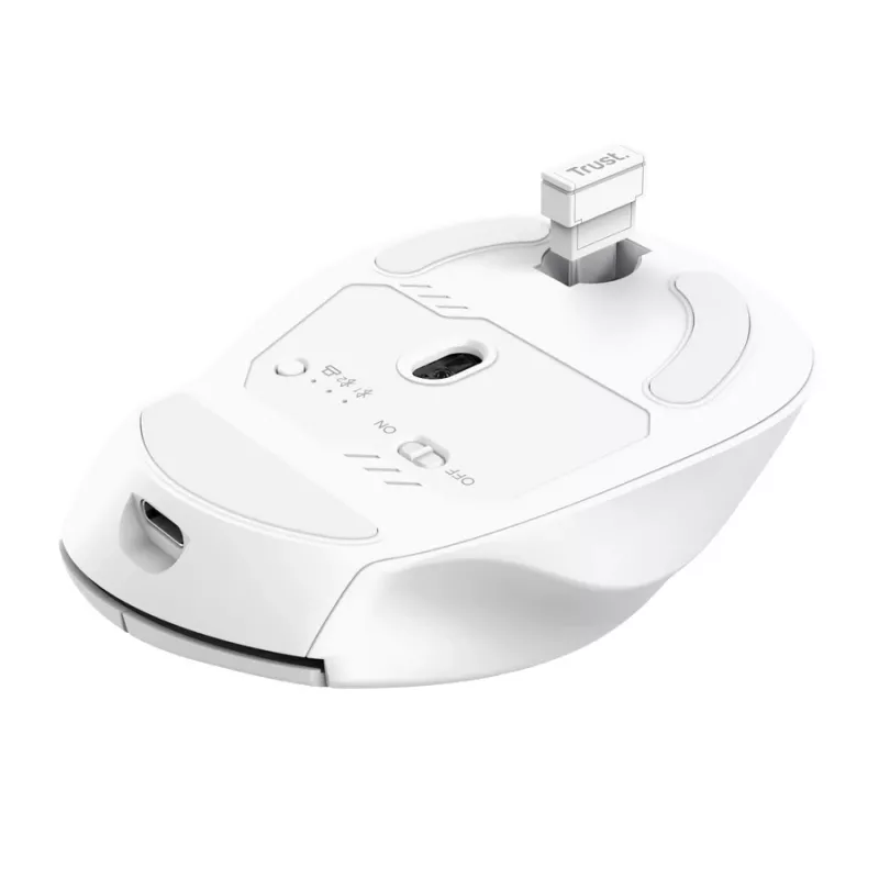 Ratón de oficina inalámbrico para diestros TRUST Niven – RF + Bluetooth, 3200 DPI, 7 botones, rueda de desplazamiento, Blanco