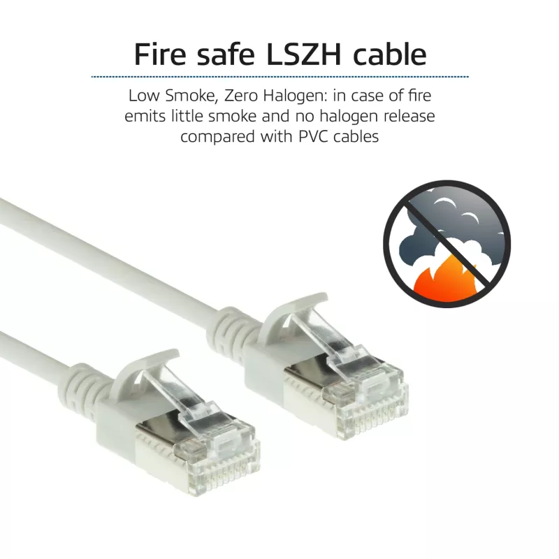 ACT Cable de conexión slimline snagless gris de 3 metros LSZH U/FTP CAT6A para centro de datos con conectores RJ45