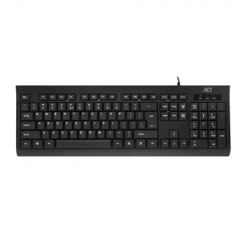 ACT Teclado business USB (Qwerty/US-Layout), Full-Size (100 %), con cable, USB, membrana, QWERTY, negro