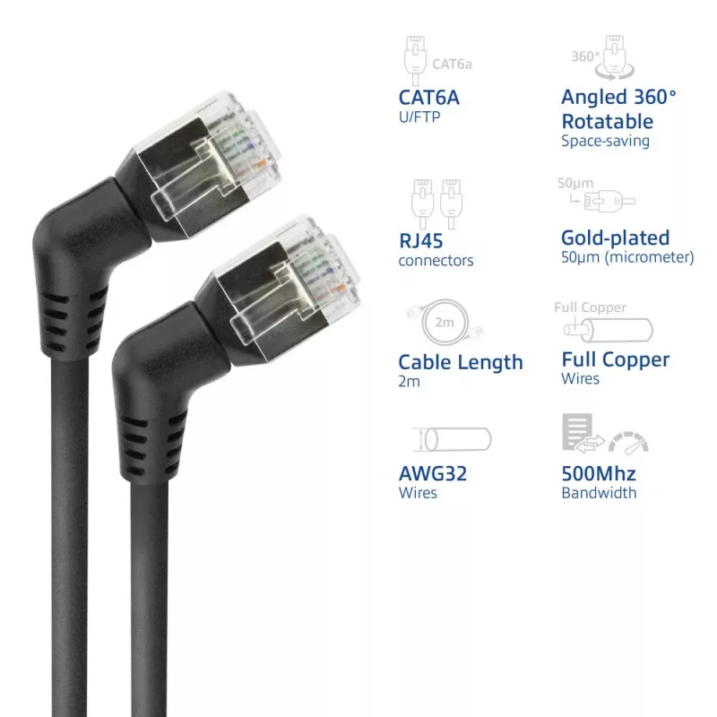 Cable de red ACT DD1902 Cat6 U/FTP (STP) 2 m RJ-45 a RJ-45 negro