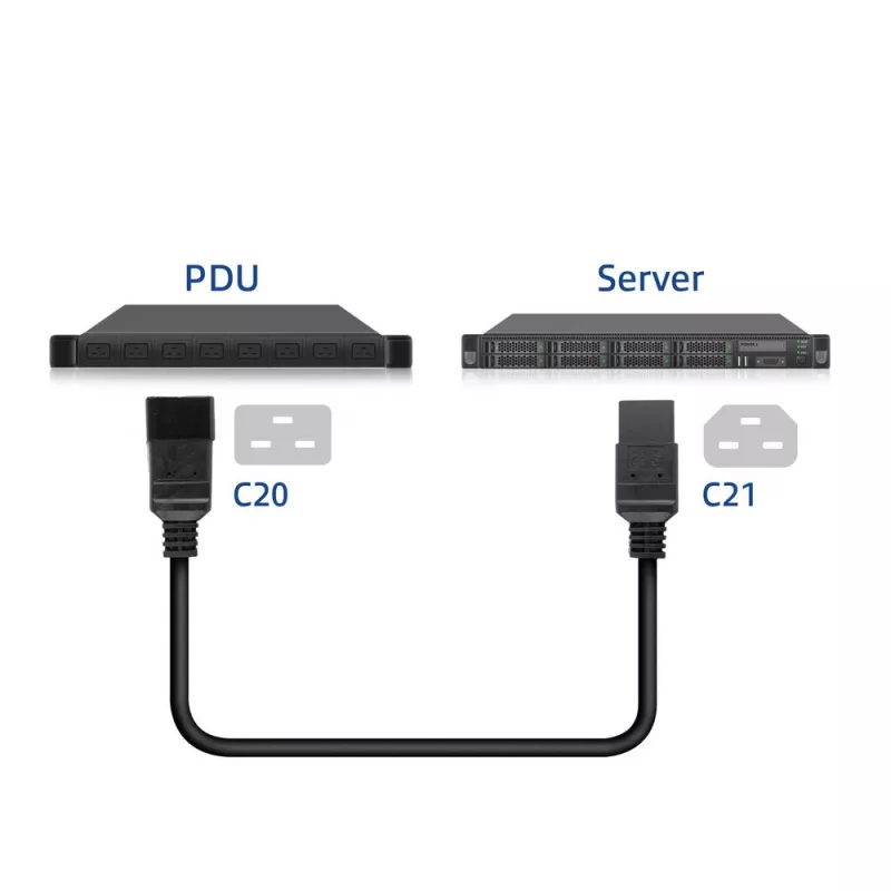 Cable de alimentación ACT C20–C21 IEC60320 negro 2 m, 250 V 16 A