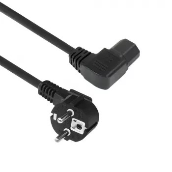 ACT Cable de alimentación conector de red CEE7/7 macho (acodado) – C15 (acodado a la izquierda) IEC60320 negro 1 m