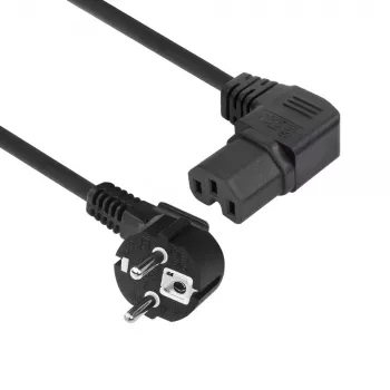 ACT Cable de alimentación conector de red CEE 7/7 macho (acodado) - C15 (acodado) IEC60320 negro 2 m