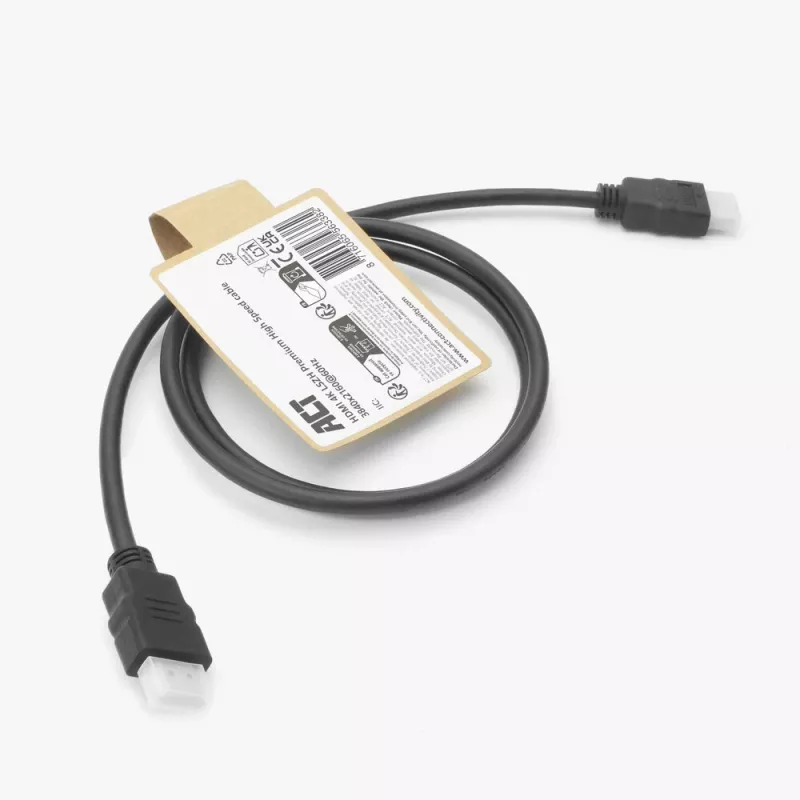 Cable HDMI ACT AK3872, conector HDMI Type-A macho–macho, 1,5 m, HDMI 2.0, 18 Gbit/s, ARC, contactos dorados, negro