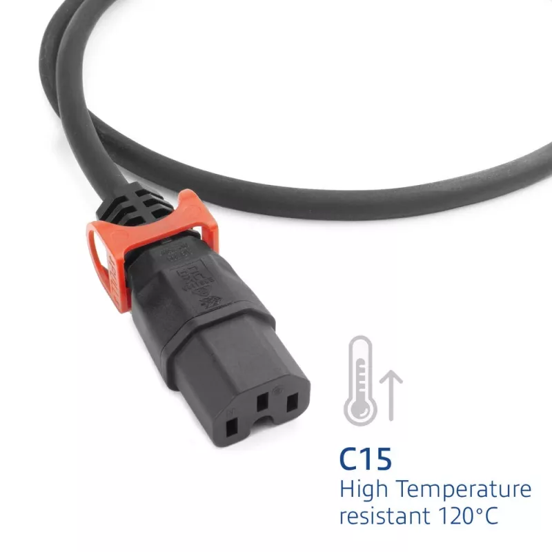 ACT Cable de alimentación C14 IEC Lock+ Dual Locking - C15 IEC Lock+ negro 1 m, PC3868