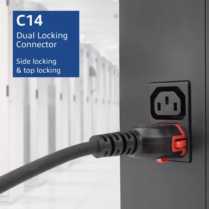 ACT Cable de alimentación C14 IEC Lock+ Dual Locking - C15 IEC Lock+ negro 2 m, PC3872