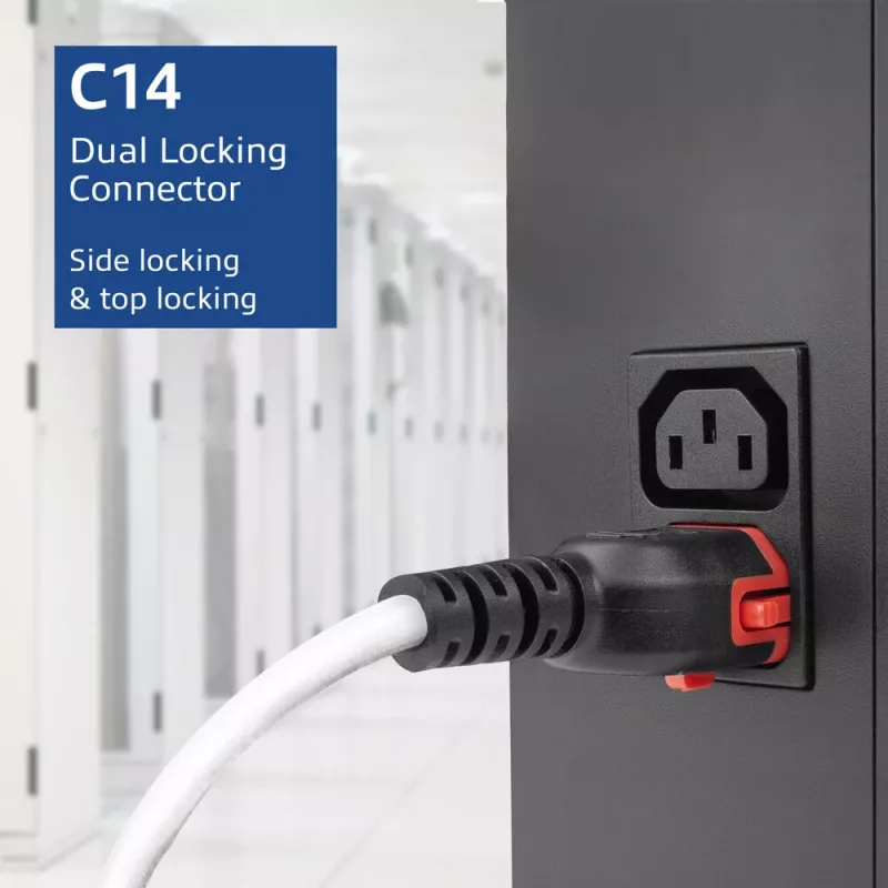 ACT Cable de alimentación C14 IEC Lock+ Dual Locking - C15 IEC Lock+ blanco 3 m, PC3879