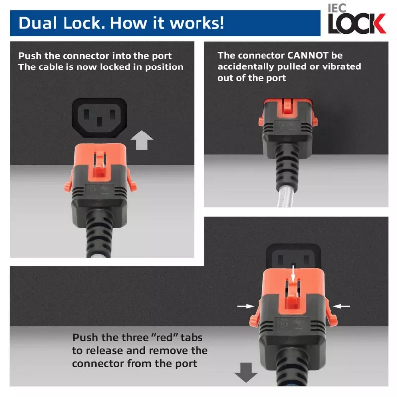 ACT Cable de alimentación C14 IEC Lock+ Dual Locking - C15 IEC Lock+ blanco 3 m, PC3879